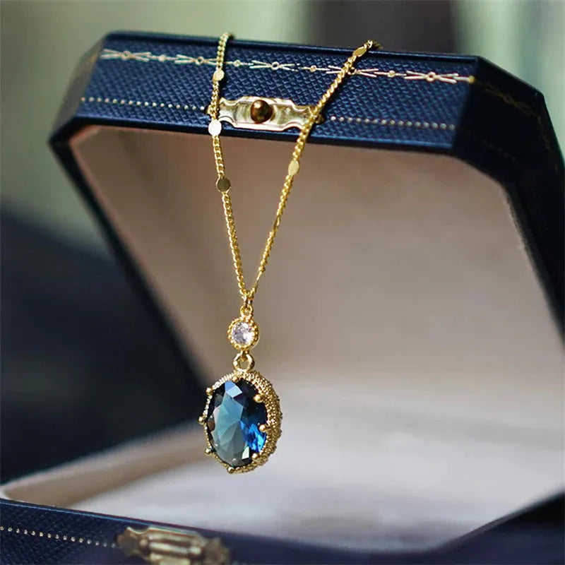Geometric copper necklace with gold electroplated finish showing French retro design