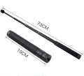 Black retractable aluminium selfie stick extended to 100cm with smartphone attached and Bluetooth remote.