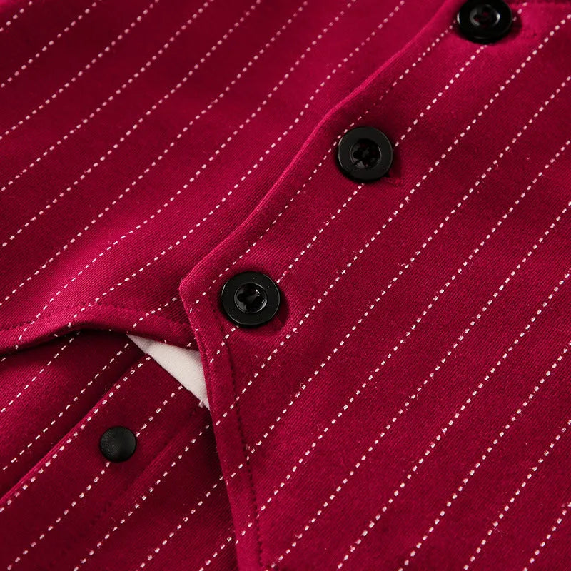 Wine red long sleeve cotton baby boy romper one-piece suit for autumn and spring.