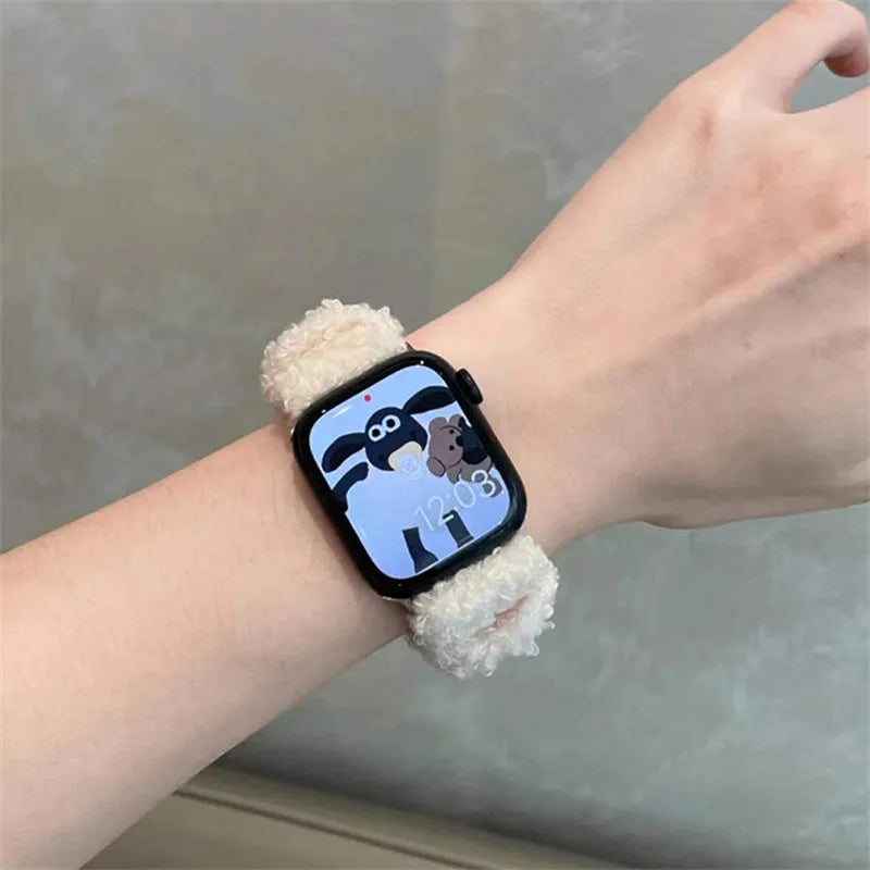 Velvet elastic loop watch strap in brown for Apple Watch 38-45mm