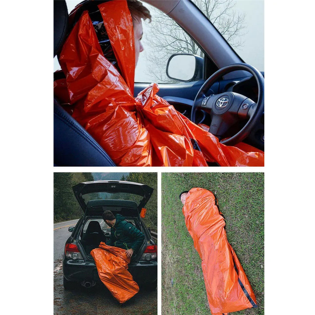 Reusable emergency sleeping bag waterproof PE material 200CM x 90CM for outdoor camping hiking survival