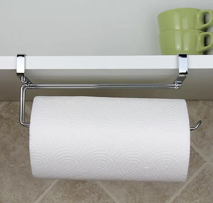 Silver stainless steel cabinet door back hanging paper towel rack