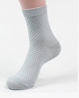 Men's bamboo fibre socks showing small square pattern in one of five available colours.