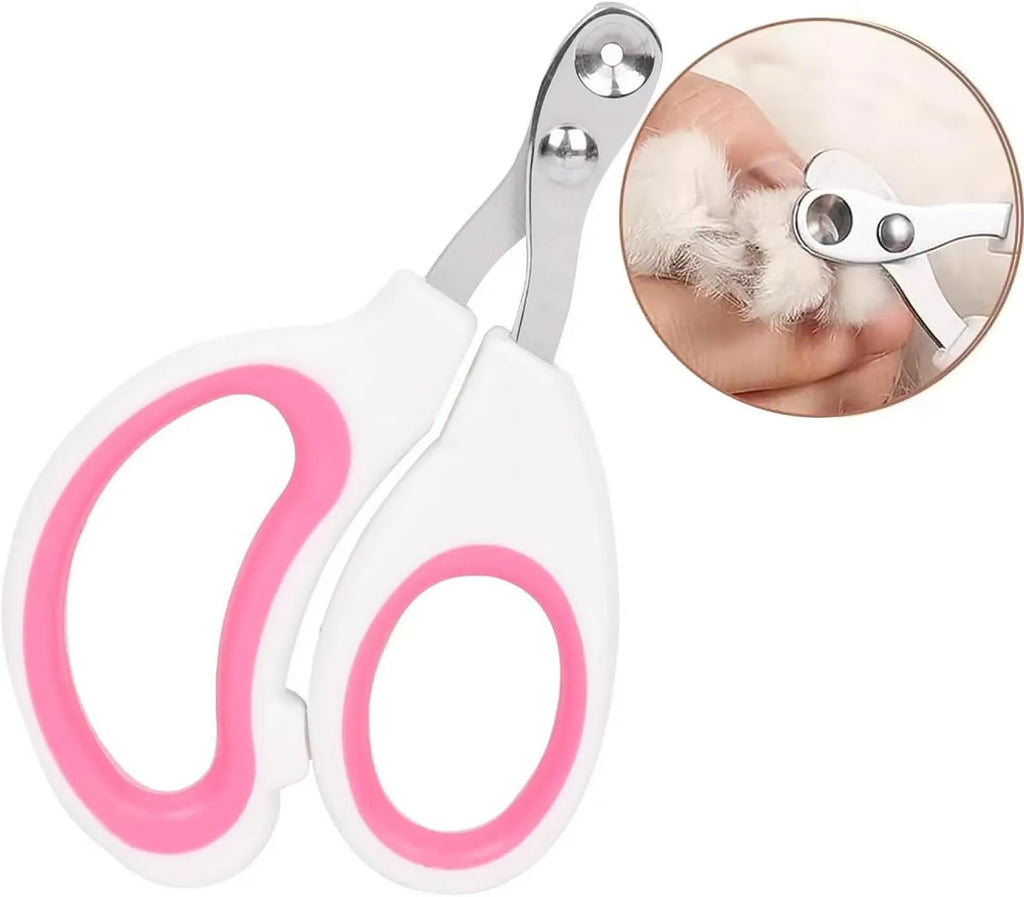 Blue cat nail clippers with circular safety hole and cushioned non-slip handle.