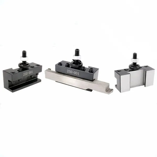 Machifit 250 series steel quick change wedge tool post and holder for mini woodworking or metalworking lathe.