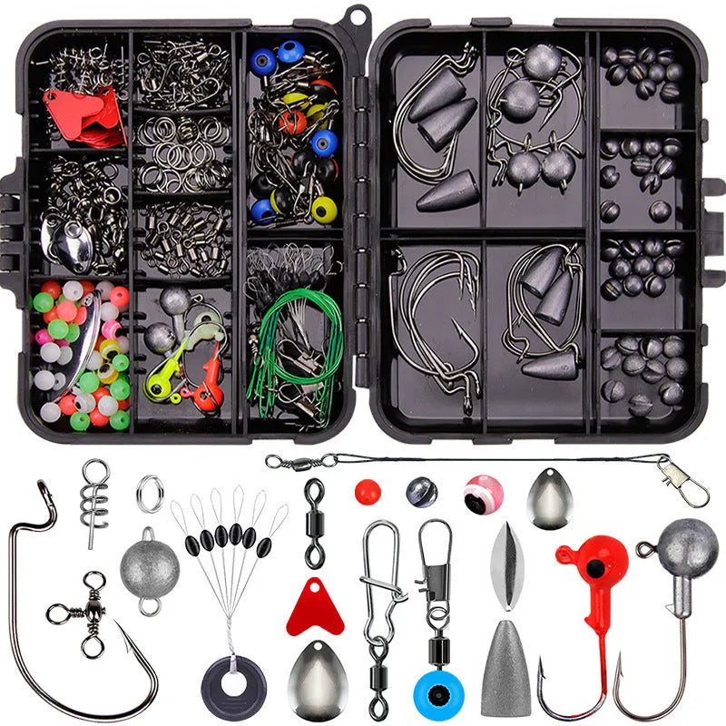 Weihe orange ABS fishing tackle box open to show assorted lures and hooks