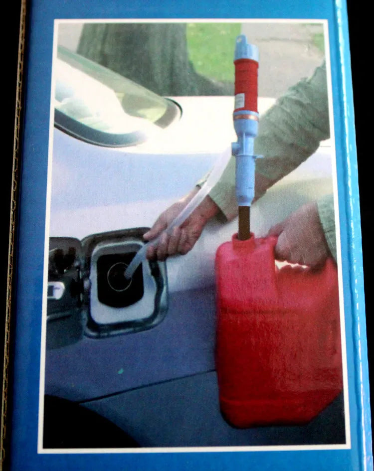 Blue manual hand siphon pump for transferring car truck fuel petrol diesel oil water