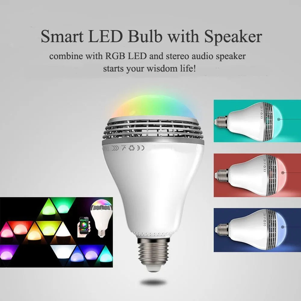 Smart Bluetooth speaker E27 bulb light with RGB+W colour changing and dimmable control