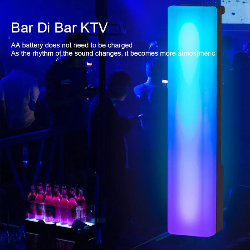 3D RGB tabletop ambience lamp with voice-activated rhythm lighting in black shell
