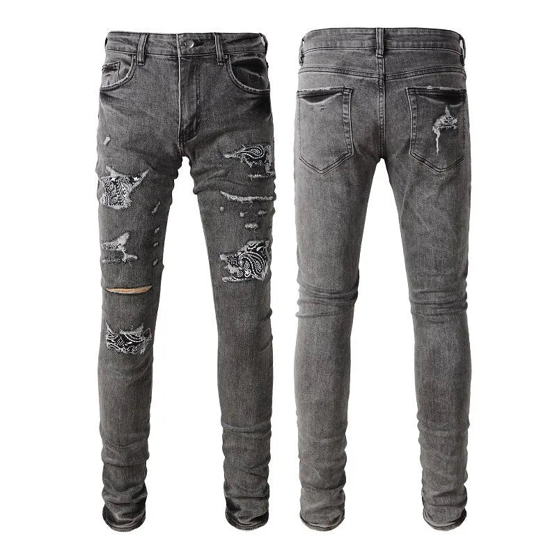 Stretch slim-fit skinny jeans in dark denim with mid waist and zip fly on a model