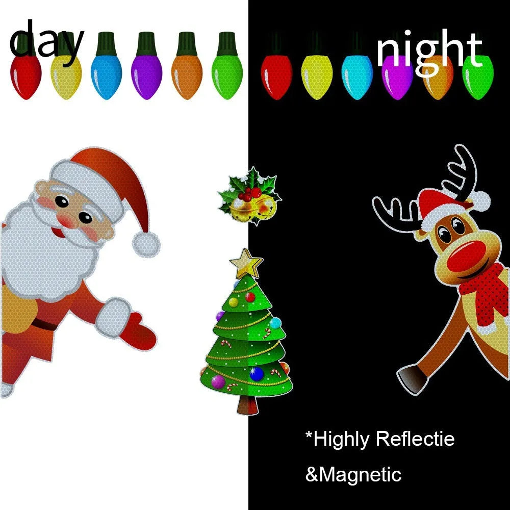 Christmas elk reflective magnetic car decoration sticker in RFM025 colour with 6-thread cartoon design