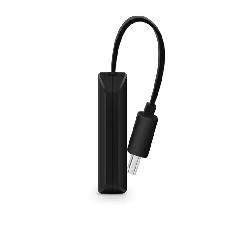 Black USB smart phone TV dongle for HD 1080p screen mirroring and video playback.