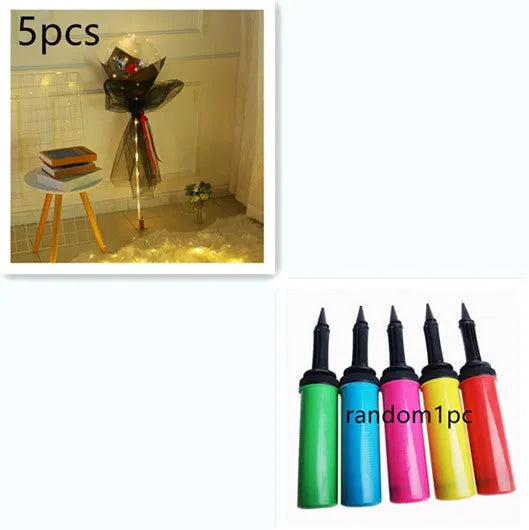 Transparent LED luminous DIY balloon rose bouquet with integrated lights for decoration.
