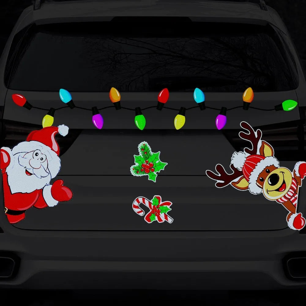 Christmas elk reflective magnetic car sticker with cartoon design in RFM026 colour with 6 threads