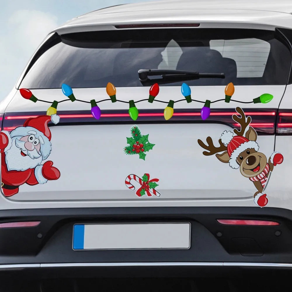 Christmas elk reflective magnetic car sticker with cartoon design in RFM026 colour with 6 threads