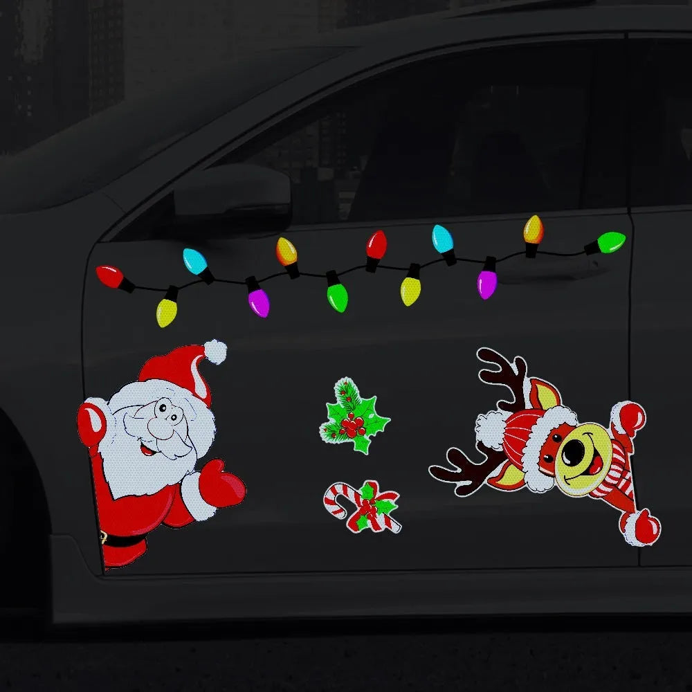 Christmas elk reflective magnetic car sticker with cartoon design in RFM026 colour with 6 threads
