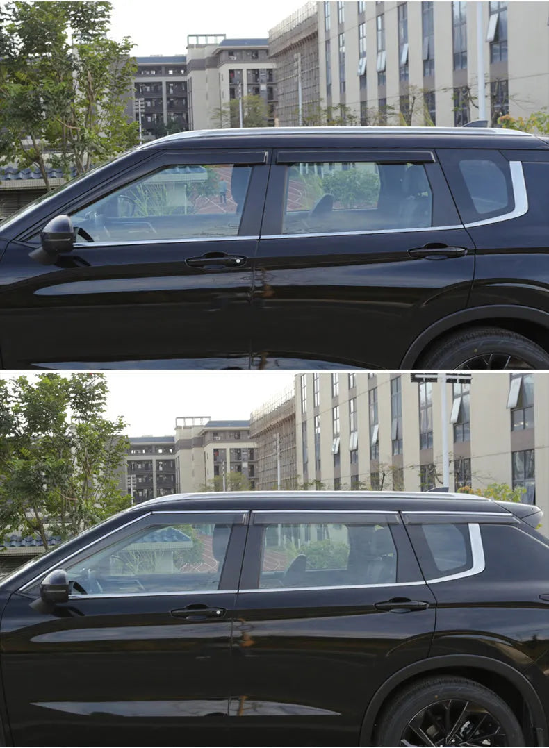 2023 Mitsubishi Outlander black and translucent window deflectors mounted on vehicle