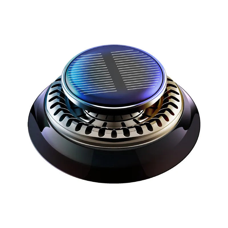 Solar-powered electromagnetic de-icing car aromatherapy decoration in black plastic