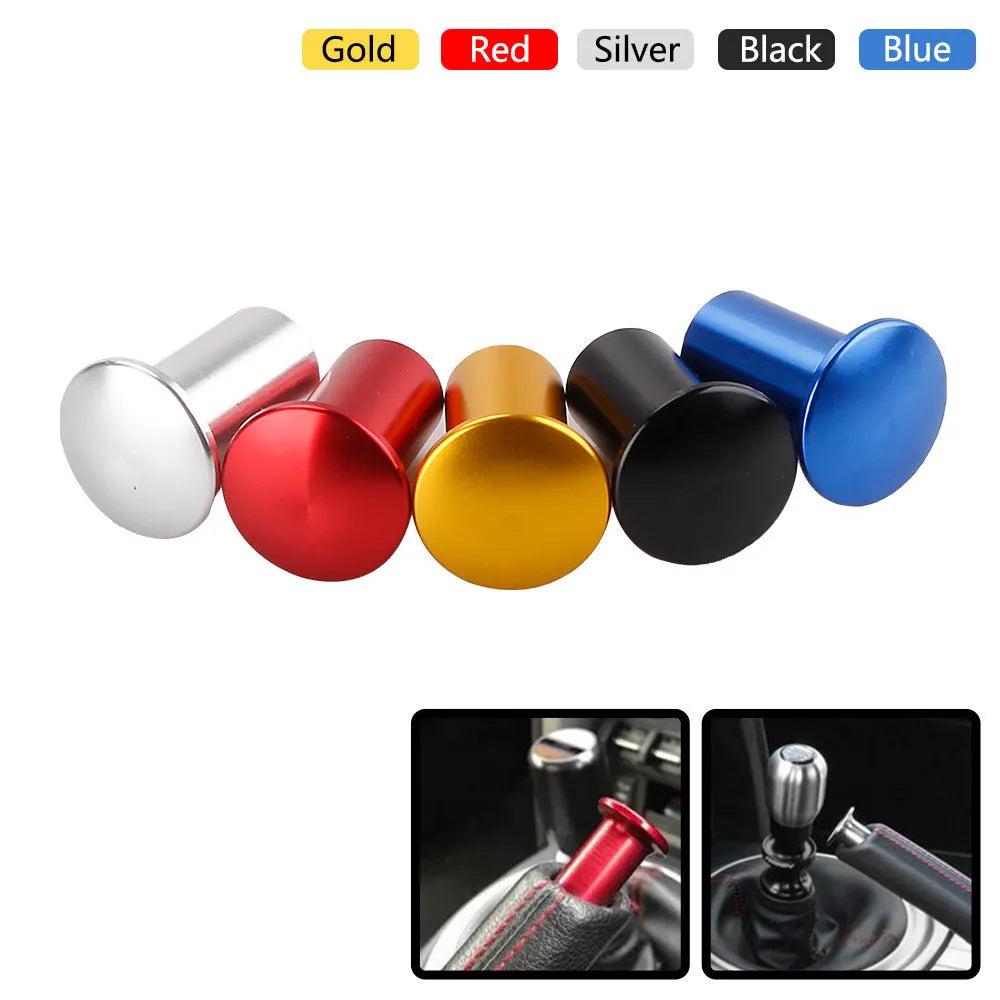Aluminium alloy hydraulic hand brake release button cap in gold, silver, black, blue, and red colour options.