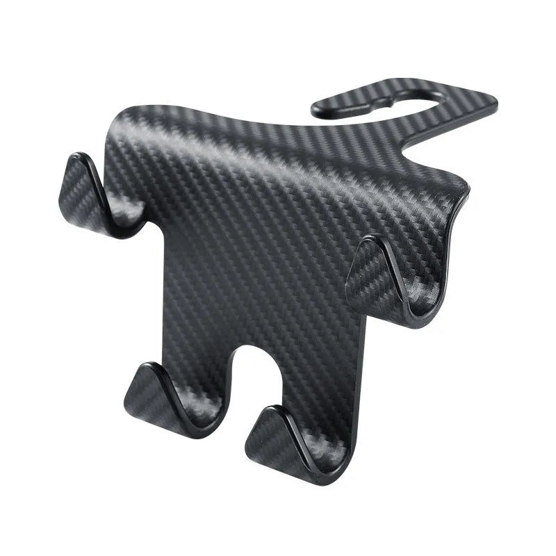 Black ABS plastic car hook and mobile phone holder for rear seat back storage.