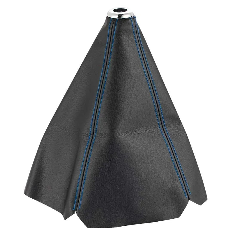 PU leather gear selector dust cover for General Motors cars in black, blue, red, yellow, and white line options.