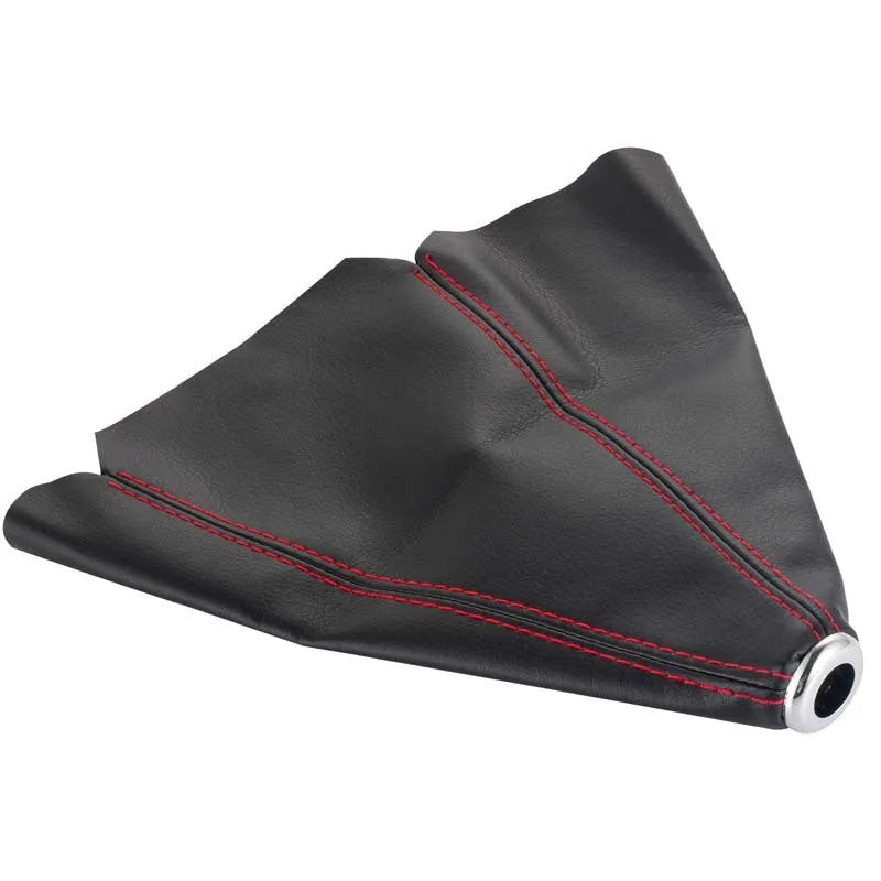 PU leather gear selector dust cover for General Motors cars in black, blue, red, yellow, and white line options.