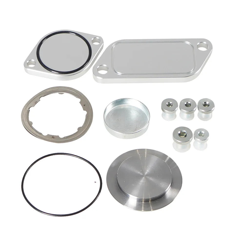 Silver aluminium alloy automotive valve cover engine component