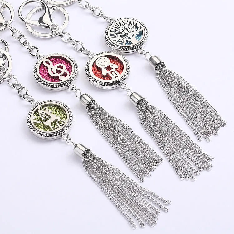 Alloy tassel aromatherapy car pendant necklace with 50cm chain and cotton wadding