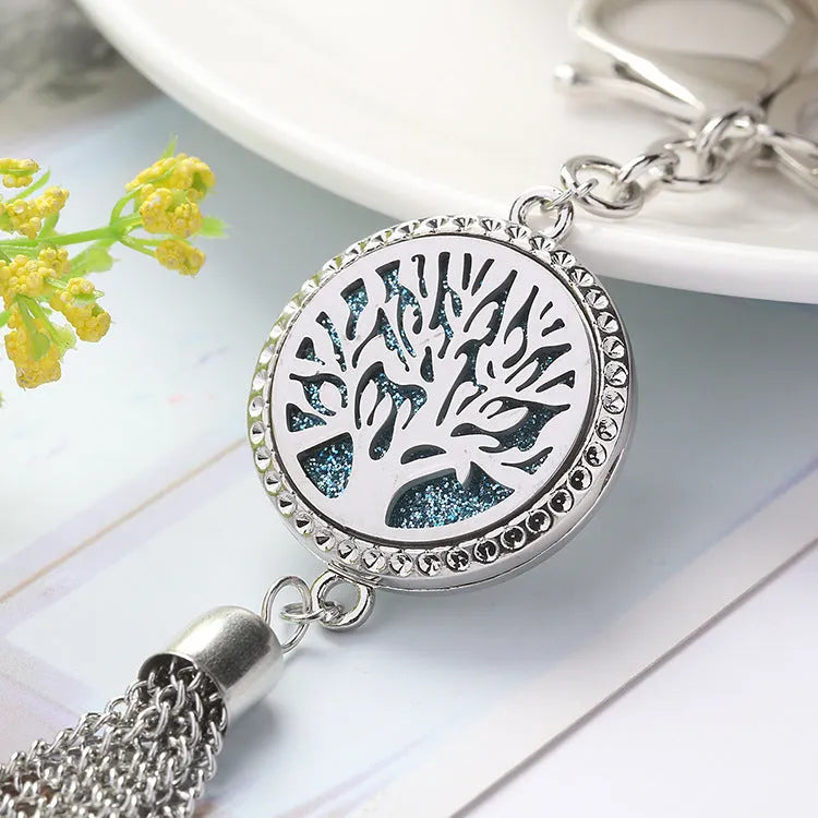 Alloy tassel aromatherapy car pendant necklace with 50cm chain and cotton wadding