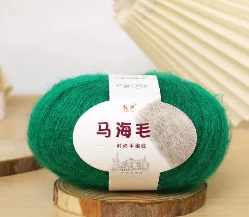 Mohair wool ball for DIY scarf knitting kit with Inverness thread in multiple colour options