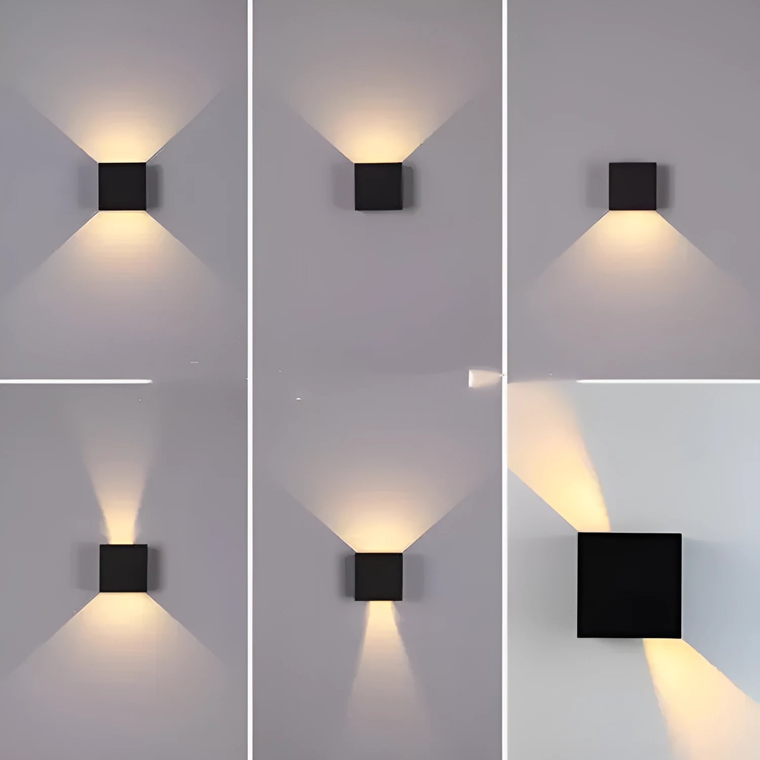 Square indoor corridor wall lamp with aluminium alloy shell in black, grey or white with adjustable colour temperature