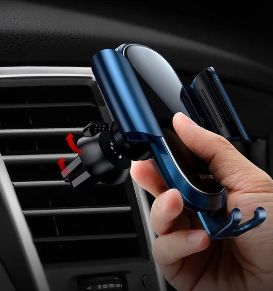 Universal car bracket phone holder mounted on dashboard holding smartphone