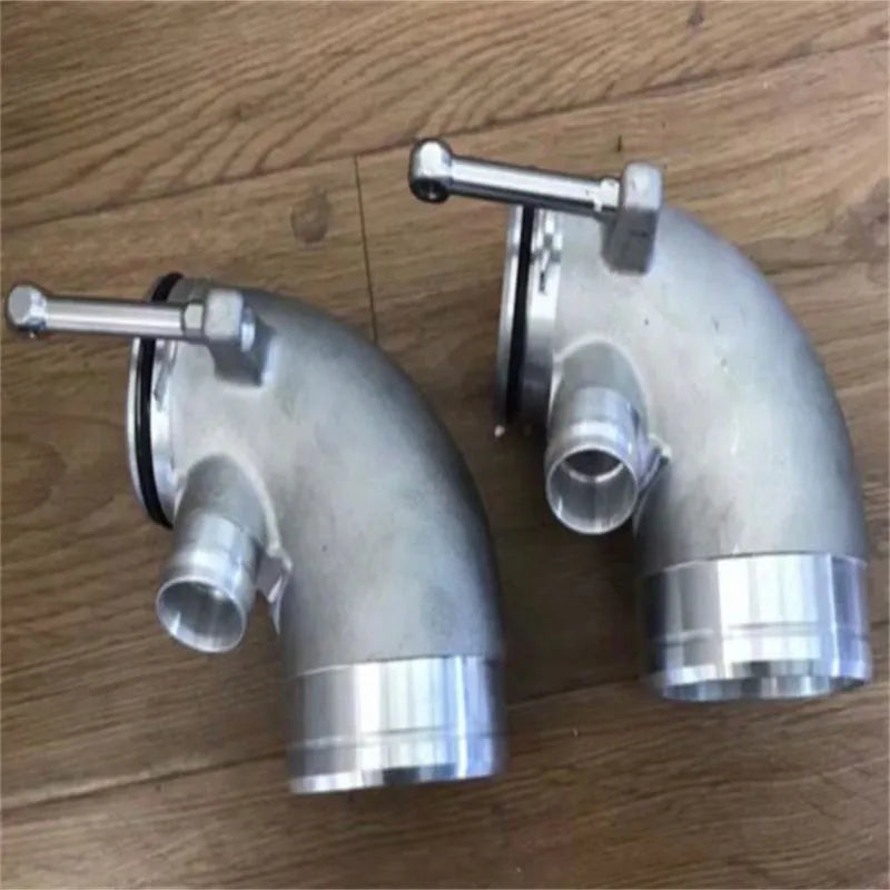 Aluminium alloy 90 degree turbocharger elbow pipe for transverse engine mounting