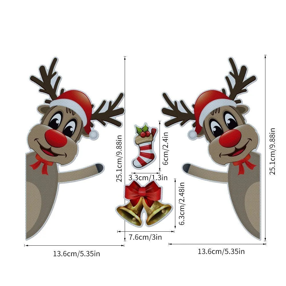 Christmas elk bell design magnetic bumper stickers with reflective luminous properties on vehicle