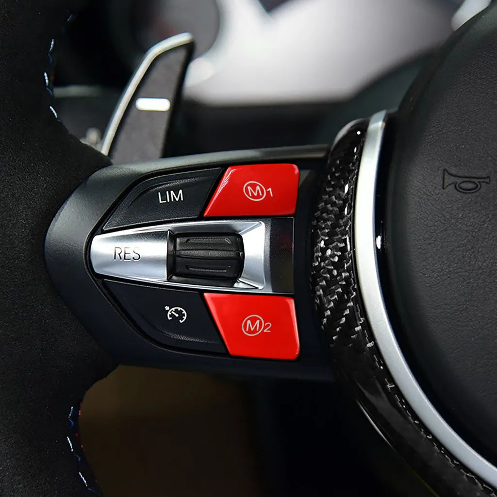 BMW steering wheel M1 M2 mode button accessories in red and blue options for F30 F34 models