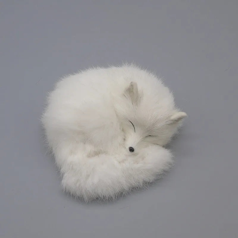 Artificial white fox fur car ornament measuring 15cm for dashboard decoration
