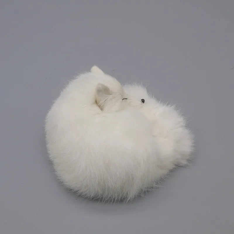 Artificial white fox fur car ornament measuring 15cm for dashboard decoration