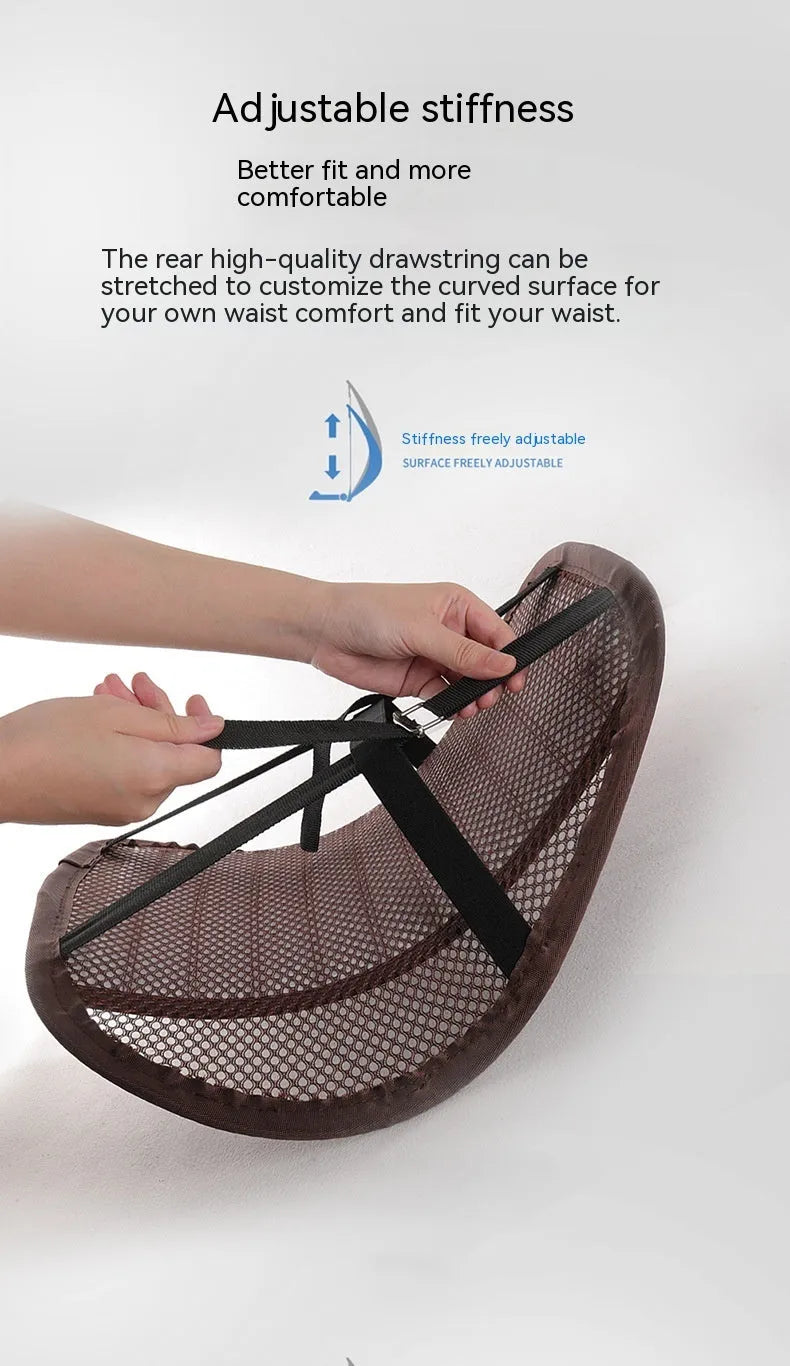 Leather car seat lumbar support cushion in five colour options including sapphire blue and amber brown