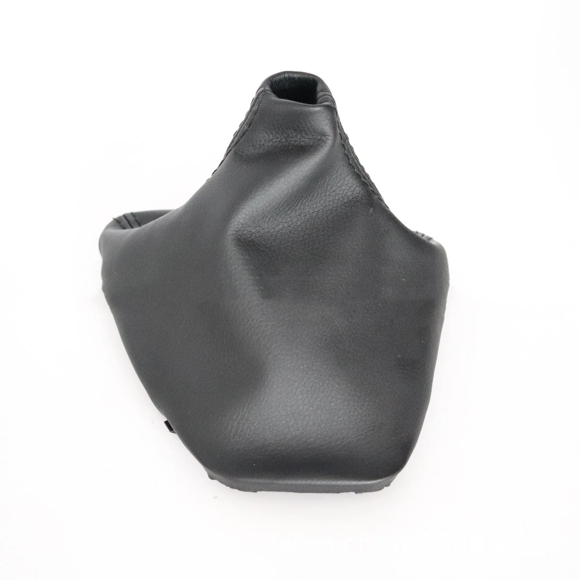 Black PU leather gear dust cover shown fitted on a BMW 3 Series manual gear shift console.