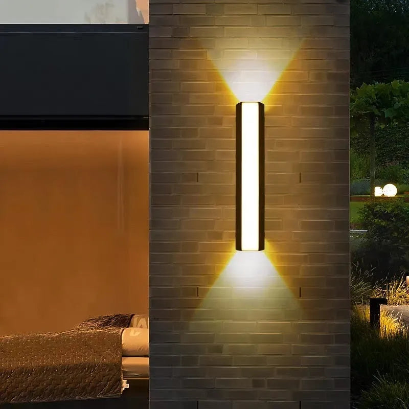 Modern simplicity outdoor wall washer up down light in warm white aluminium for patio wall