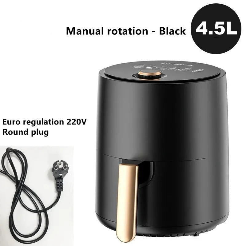 Home Fashion black air fryer with touch screen panel, 6L capacity, on countertop
