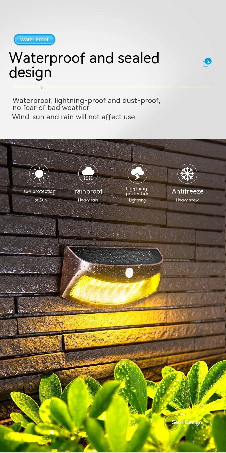 Solar outdoor retro smiling face wall light for garden courtyard decoration