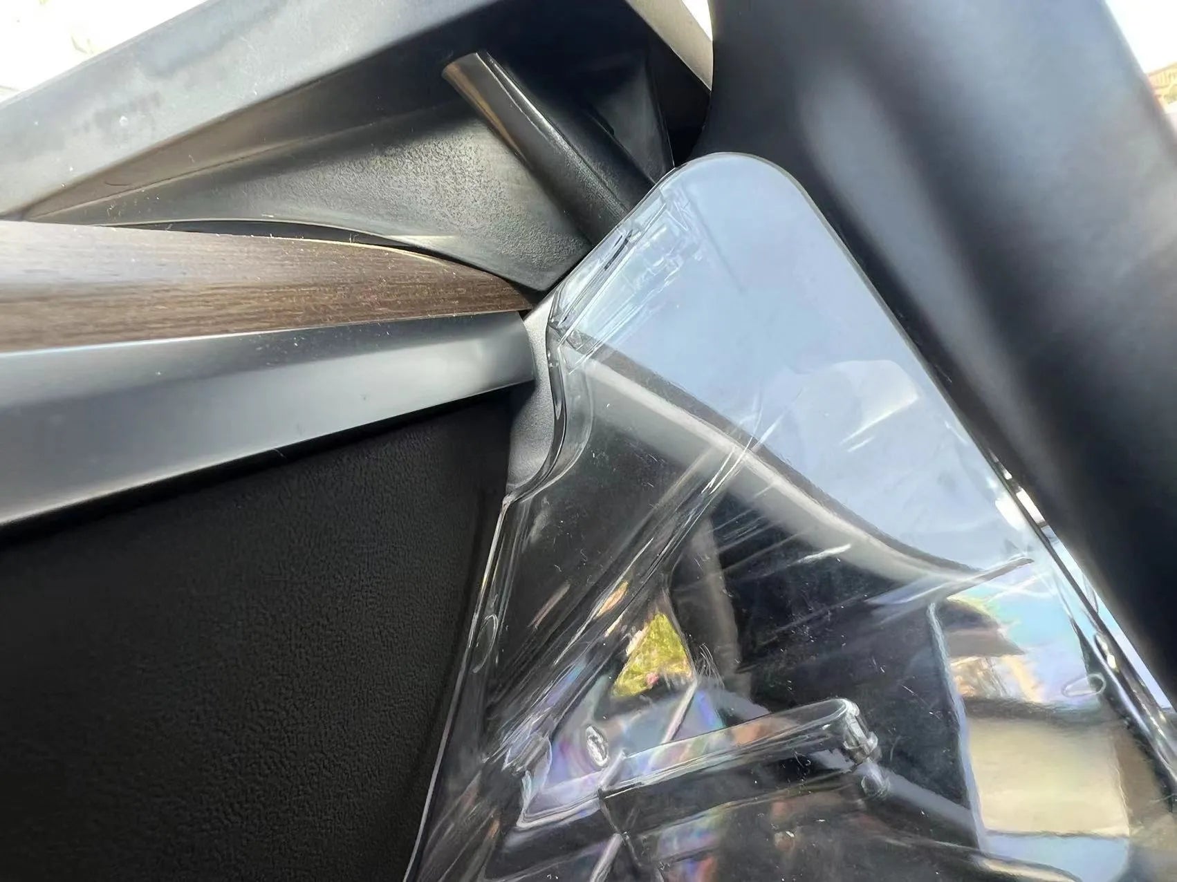 Black ABS plastic storage box for Tesla Model 3 and Y centre console.