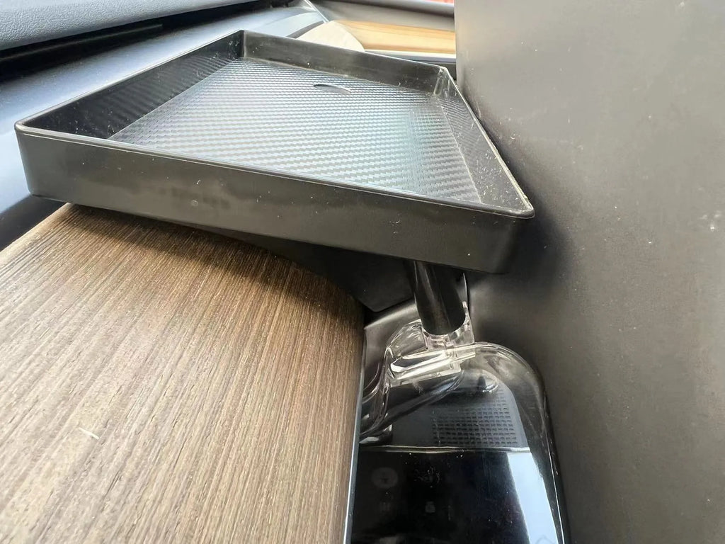 Black ABS plastic storage box for Tesla Model 3 and Y centre console.