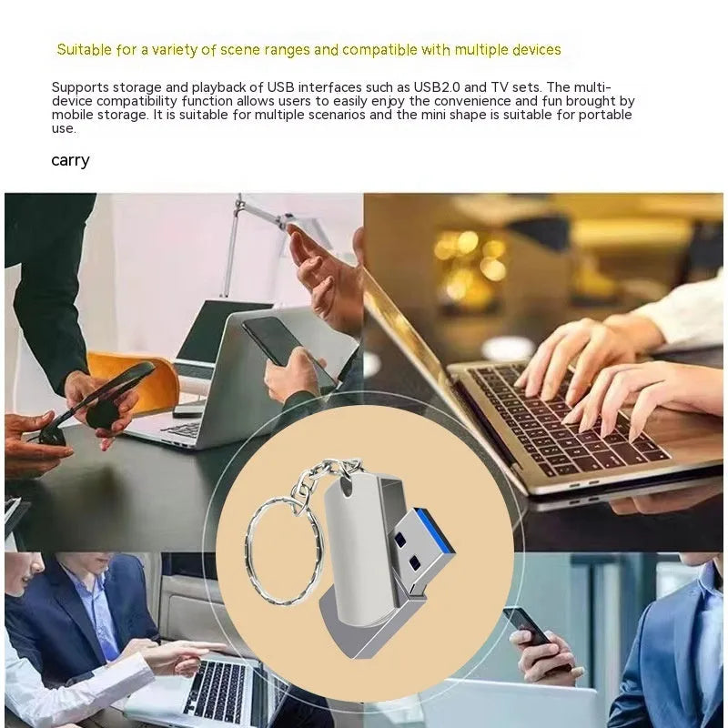 White metal rotating USB 3.0 flash drive with 16GB capacity, compact design