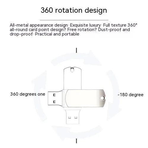 White metal rotating USB 3.0 flash drive with 16GB capacity, compact design