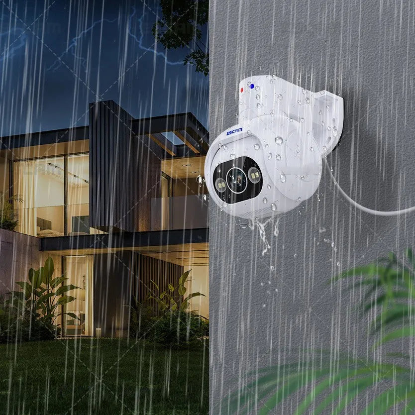 Smart colour night vision H265 security camera with wall mount in plastic housing.