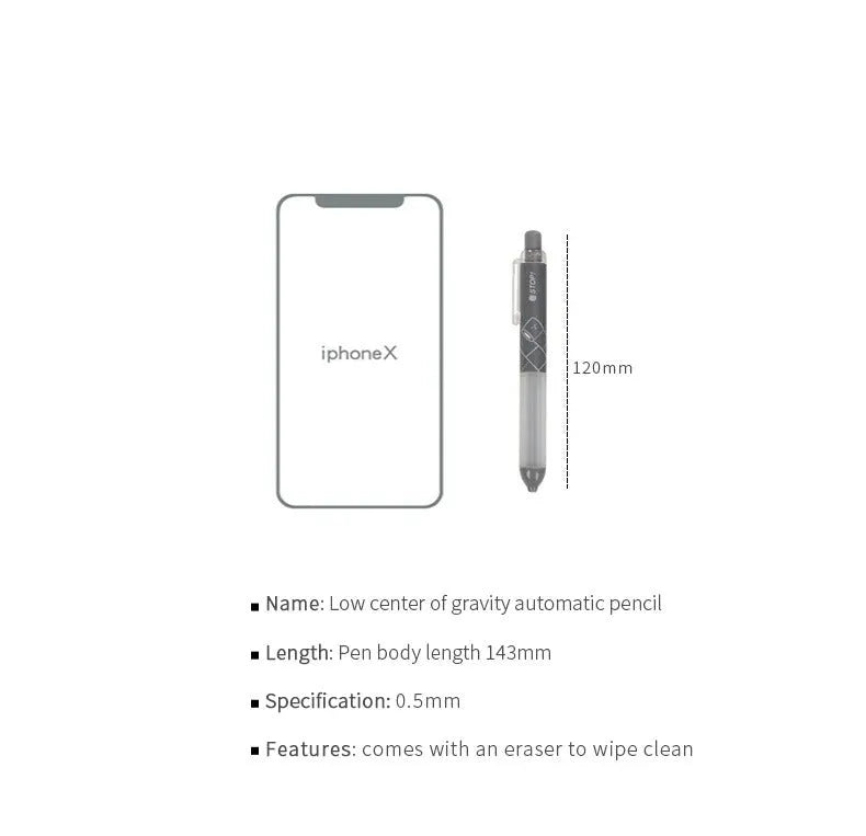 0.5mm automatic pencil with cloud grip in black or white colours