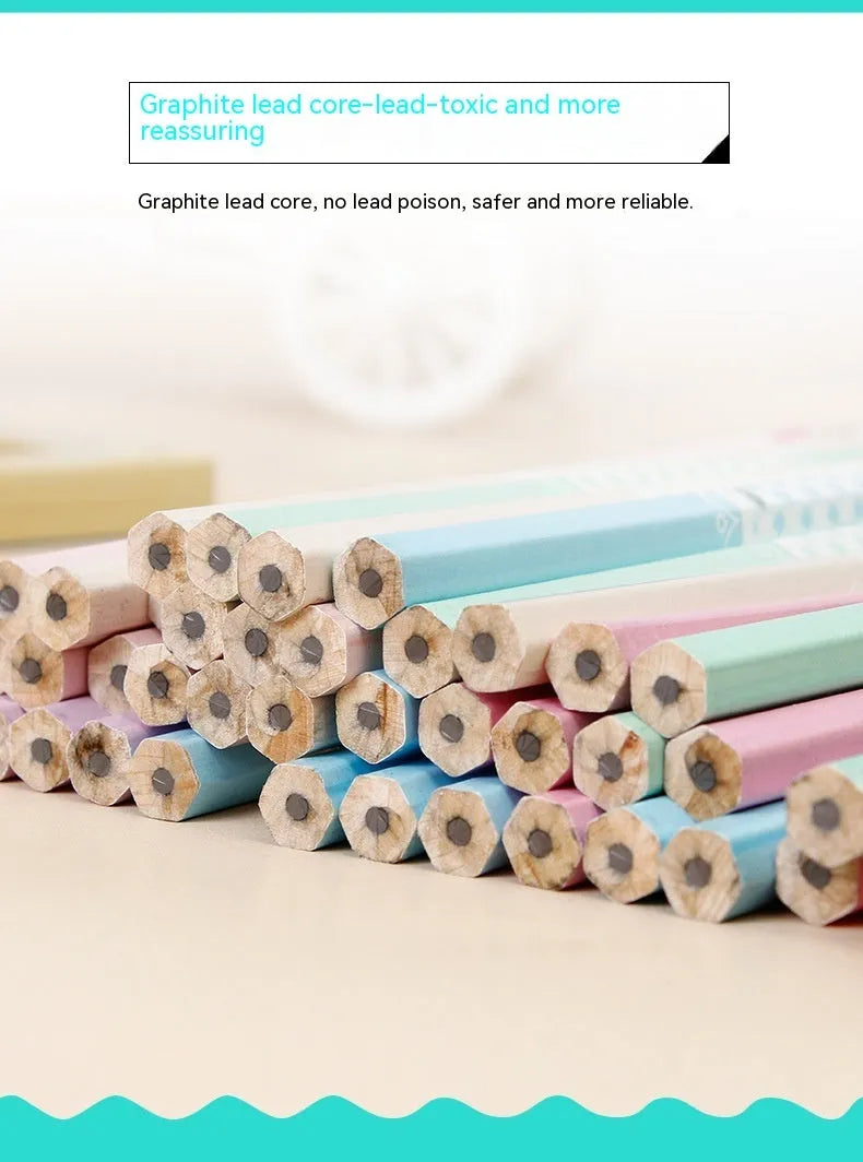 Basswood six-angle thermal transfer pencil with HB refill, shown in bulk packaging of 50 barrels.