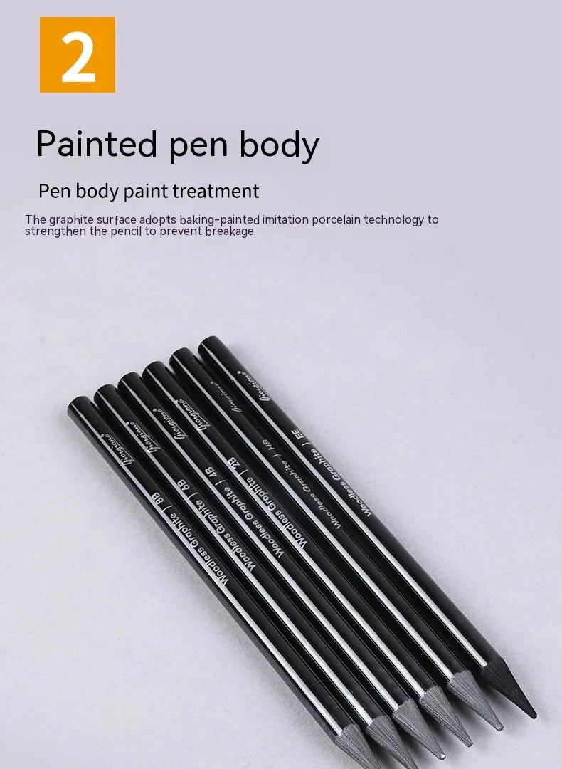 Graphite and carbonized drawing pencil set on a suction card, showing wooden-shell pencils.